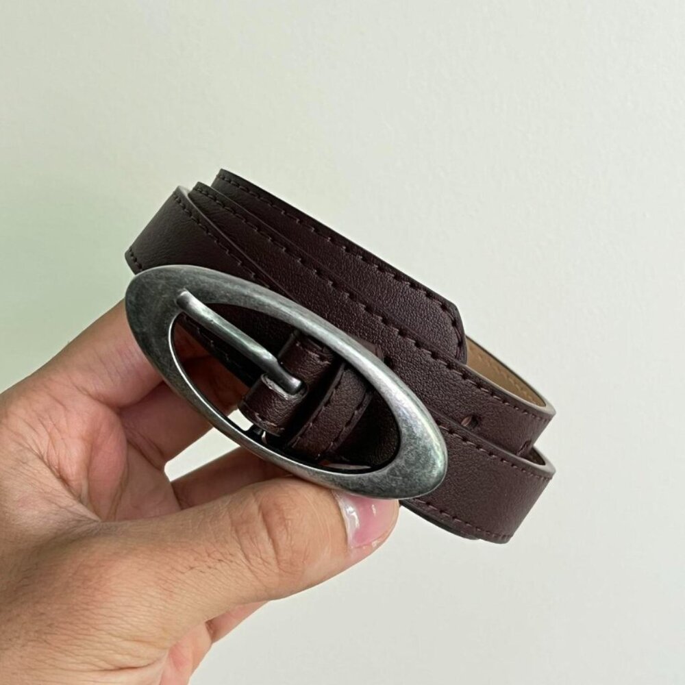vintage brown american western simple designer oval belt - Picture 3 of 7
